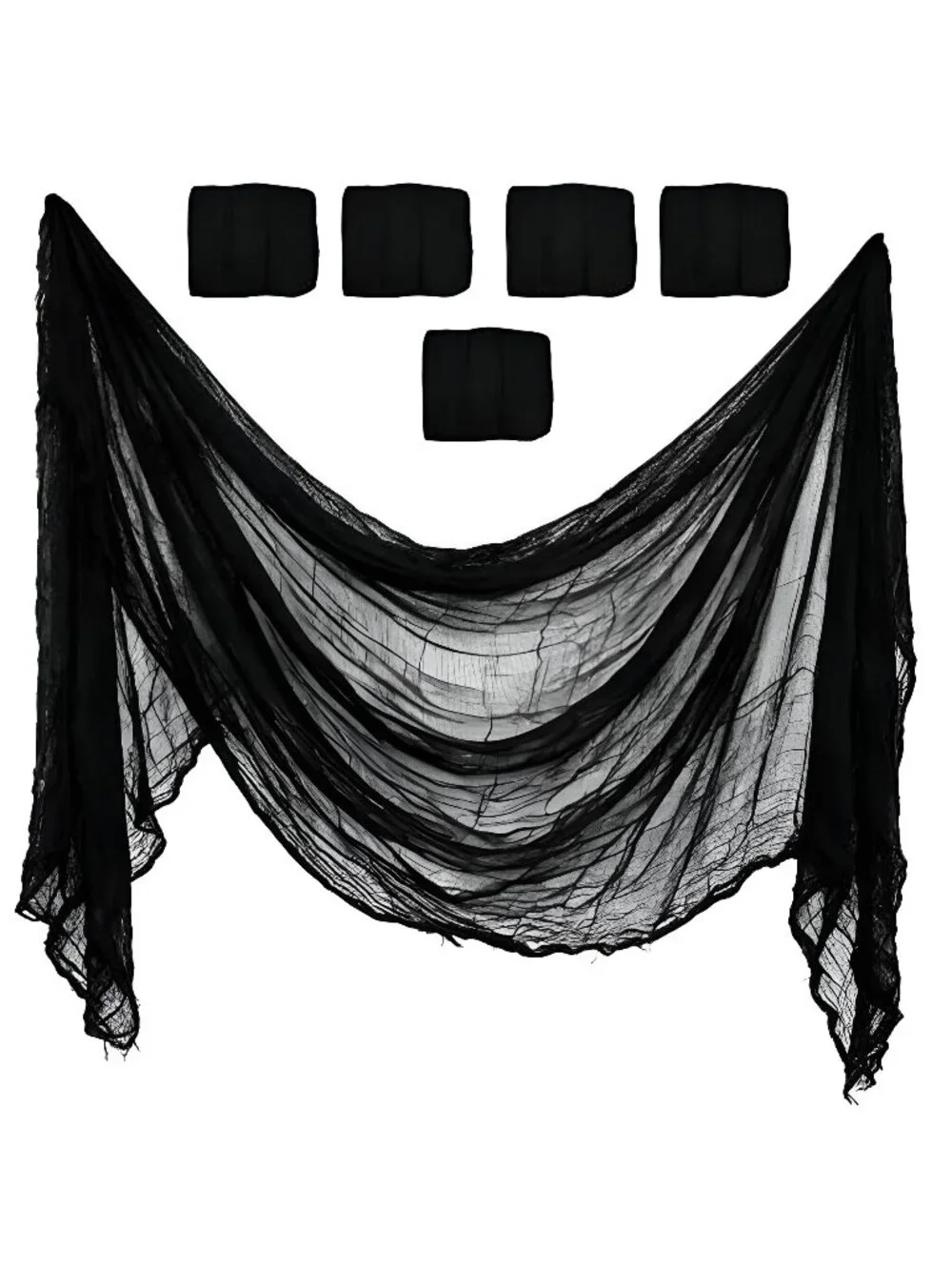 5 Pack 30x90 Black Halloween Cloth Creepy Cloth Tattered Gauze Decor